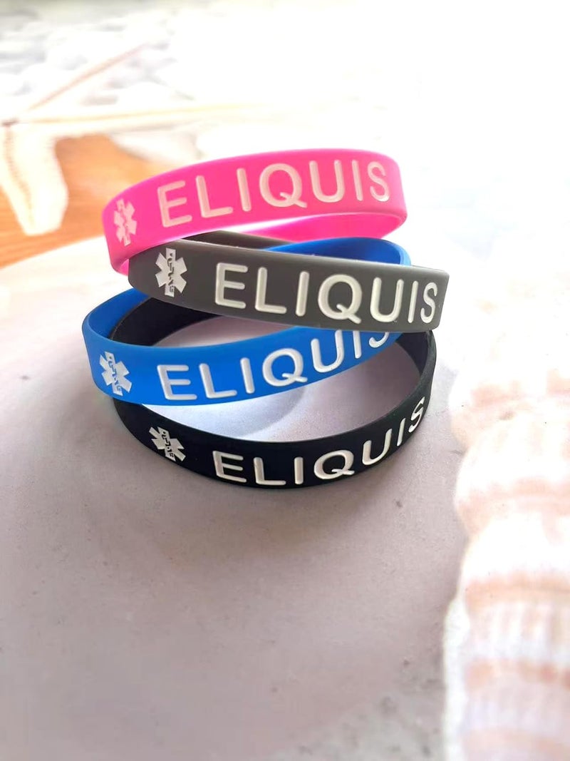OutstandLong 5 Pack Sport Medical Alert ID Blood Thinner Silicone Bracelet Rubber Medical Awareness Wristbands 7.5" - Image 4